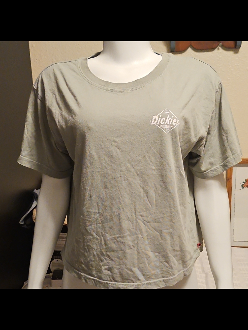 Dickies Women's Sage Green Crew Logo Tee